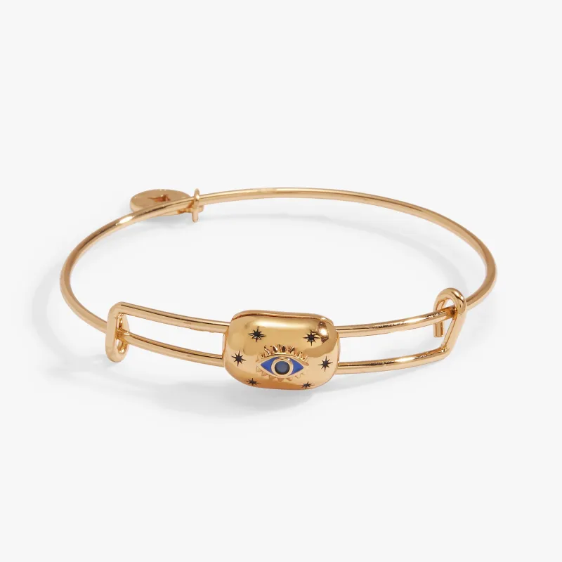 Blue Aventurine Evil Eye Slider Bead Bangle made by Alex and Ani