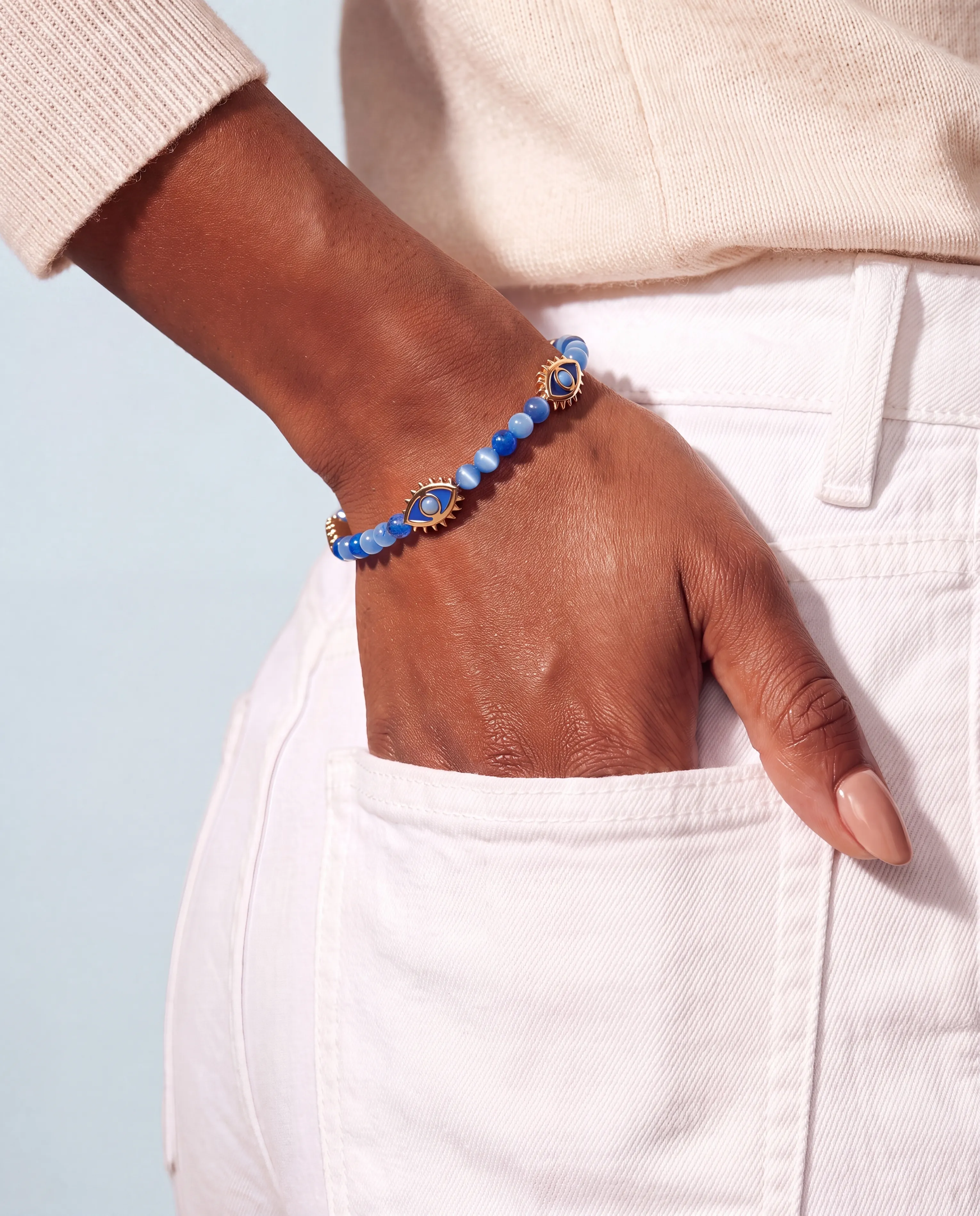 Blue Aventurine Repeat Evil Eye Charm Beaded Bangle sold by Alex and Ani product image thumbnail 2