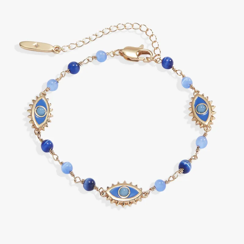 Blue Aventurine Evil Eye Linear Bracelet made by Alex and Ani