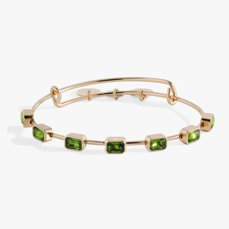 August Birthstone Emerald Cut Bangle sold by Alex and Ani
