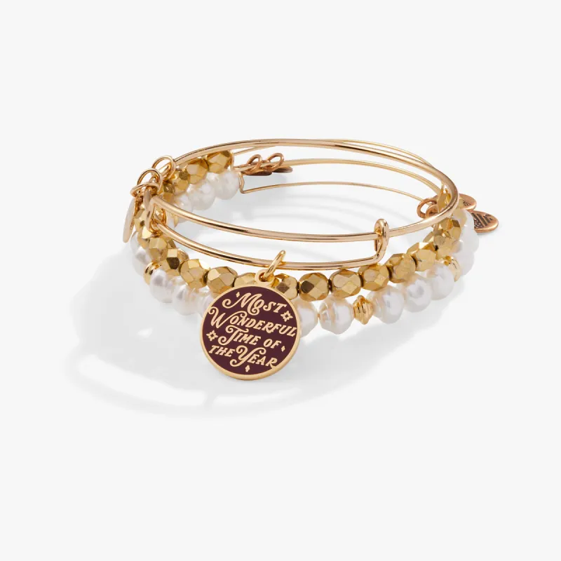 'Most Wonderful Time of the Year' Charm Bangle, Set of 3 sold by Alex and Ani