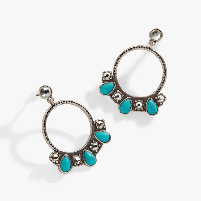 Turquoise and Crystal Hoop Earrings sold by Alex and Ani