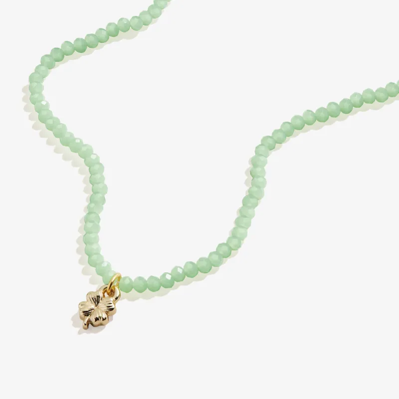 Good Fortune Four-Leaf Clover + Green Bead Necklace sold by Alex and Ani