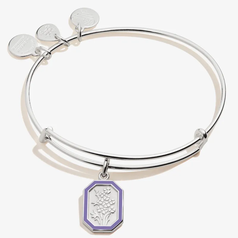 July Larkspur Flower Charm Bangle sold by Alex and Ani