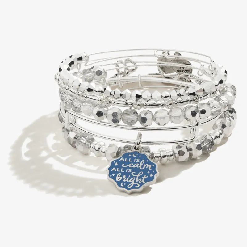 'All is Calm All is Bright' Charm Bangle, Set of 5 sold by Alex and Ani