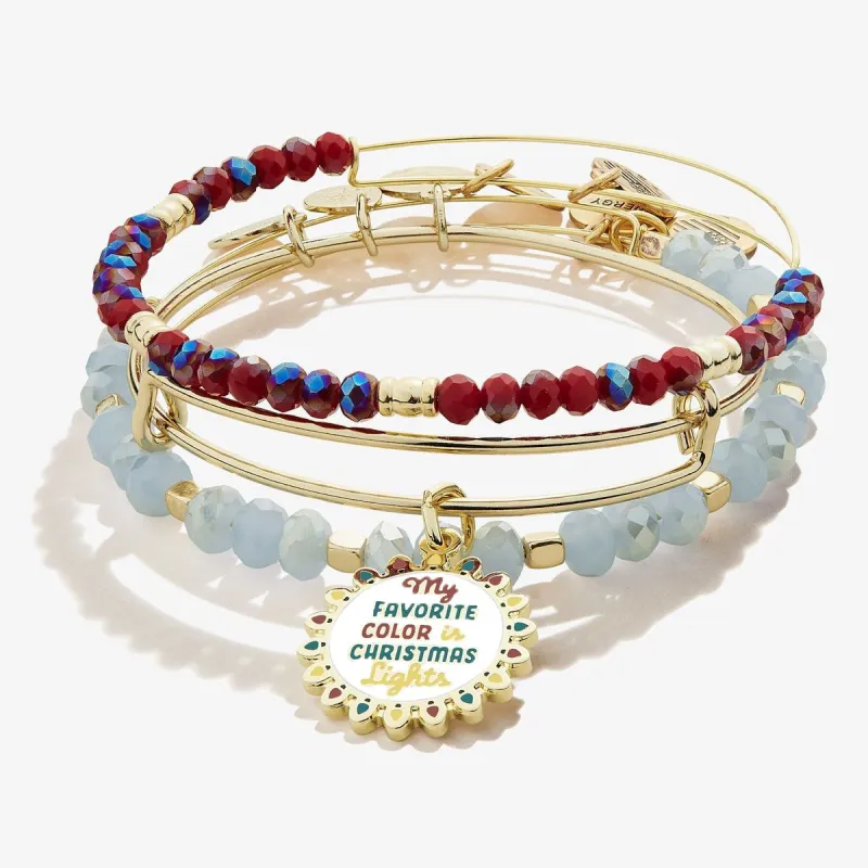 'My Favorite Color is Christmas Lights' Charm Bangle, Set of 3 sold by Alex and Ani