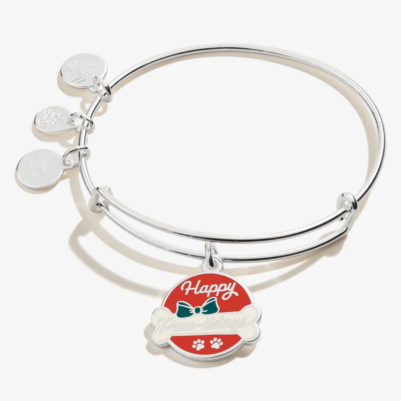'Happy Paw-lidays' Dog Holiday Charm Bangle sold by Alex and Ani