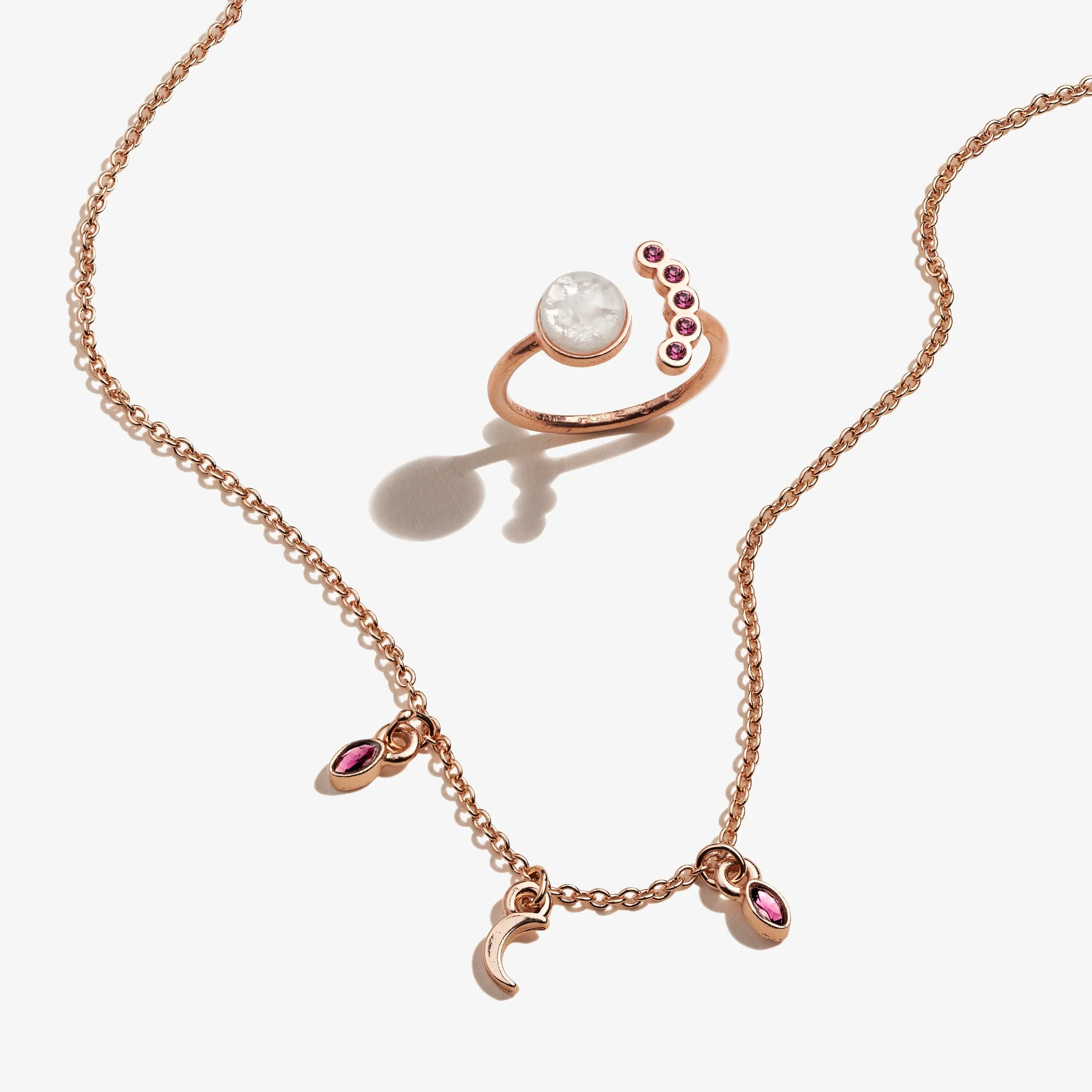 Moon Charm Necklace + Crystal Ring Gift Set sold by Alex and Ani