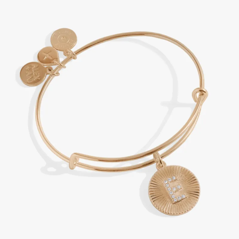 Initial E Pave Starburst Texture Bangle sold by Alex and Ani