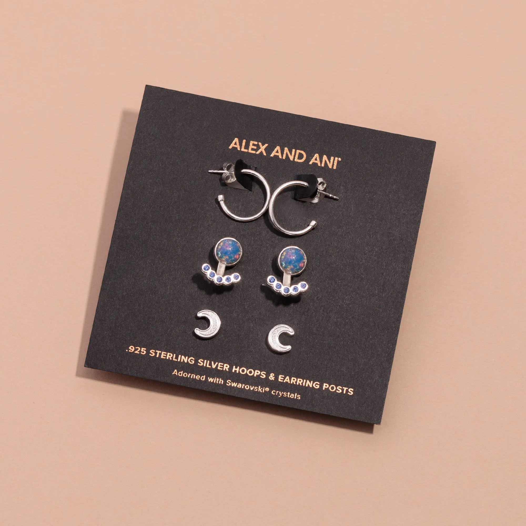 Sapphire Crystal Hoop + Moon Stud Earrings Gift Set sold by Alex and Ani product image thumbnail 4