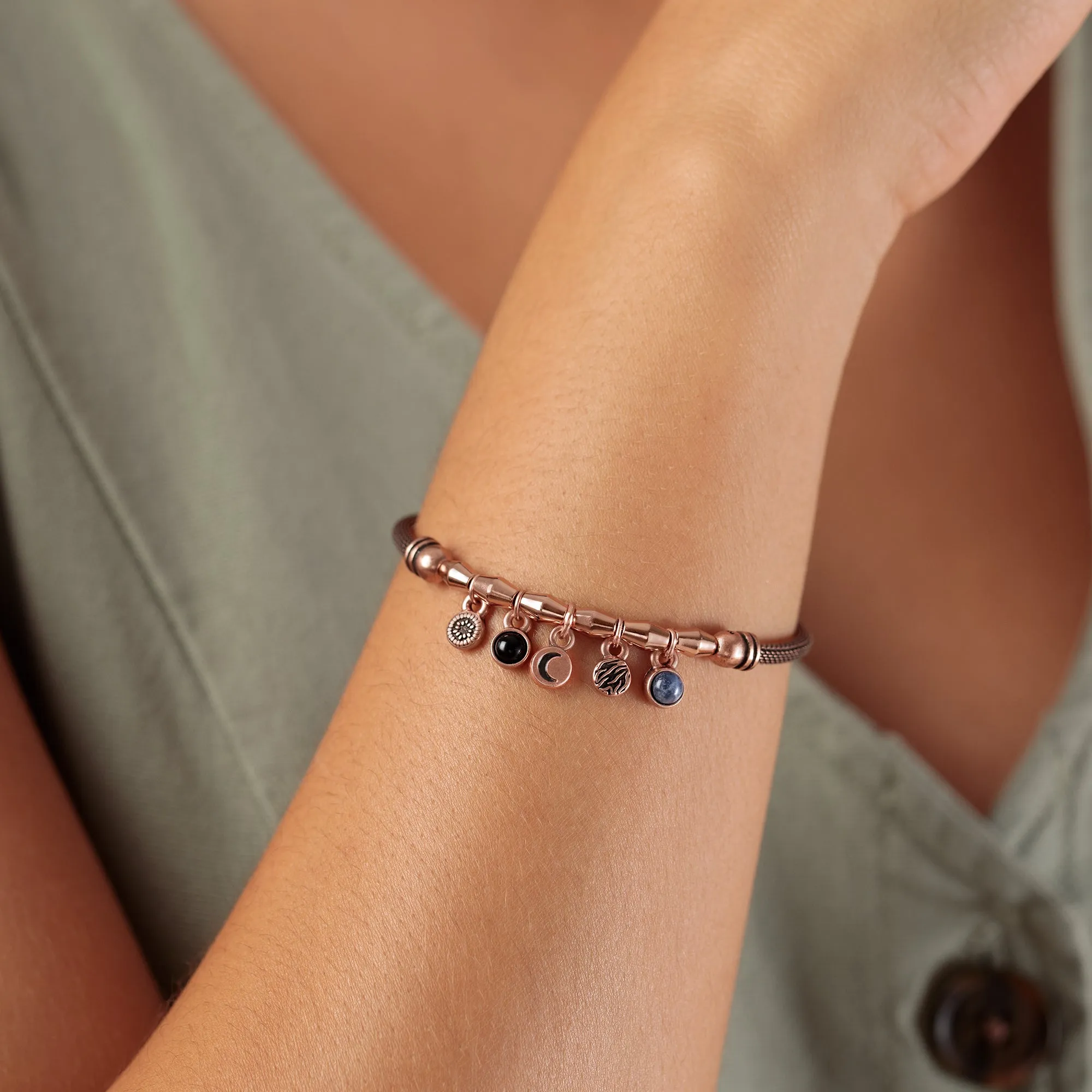 Crescent Moon + Gemstone Multi-Charm Mesh Cuff Bracelet sold by Alex and Ani product image thumbnail 2