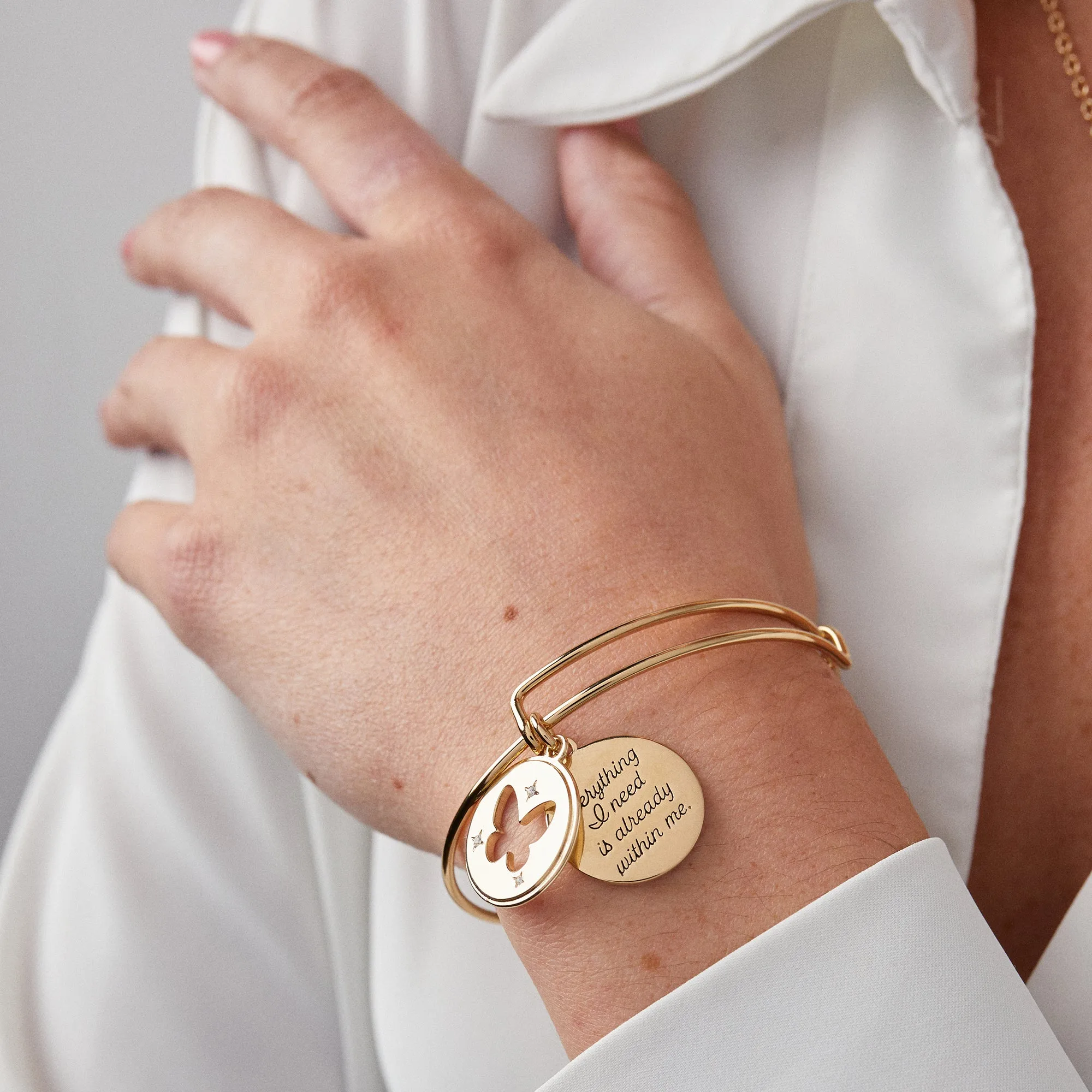 Hidden Message Butterfly Affirmation Bangle sold by Alex and Ani product image thumbnail 2