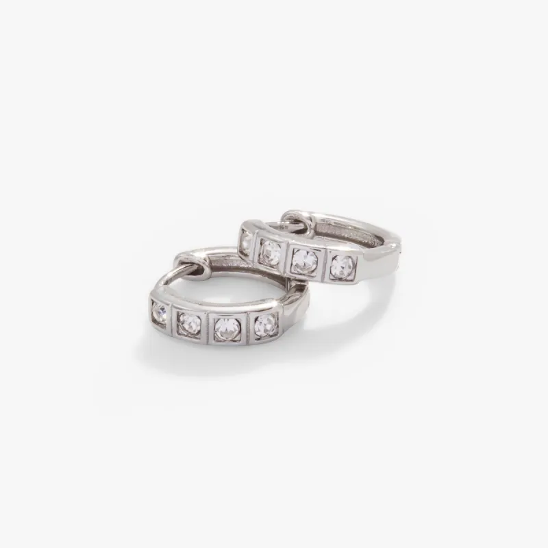 Crystal Huggie Hoop Earrings, Clear Crystal sold by Alex and Ani