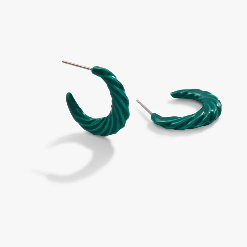 Textured Huggie Hoops, Green sold by Alex and Ani