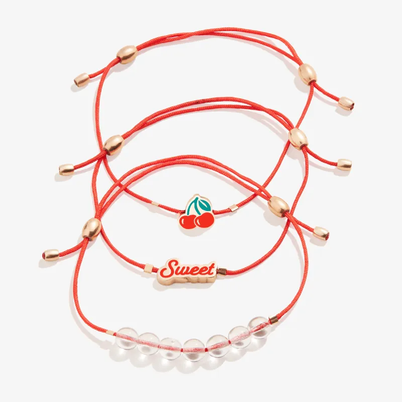 So Sweet Cherry Cord Bracelets, Set of 3 sold by Alex and Ani