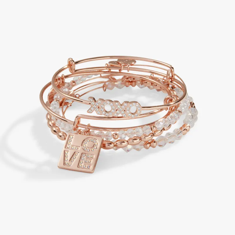 Better Than a Box of Chocolates 'LOVE' Charm Bangle, Set of 5 sold by Alex and Ani