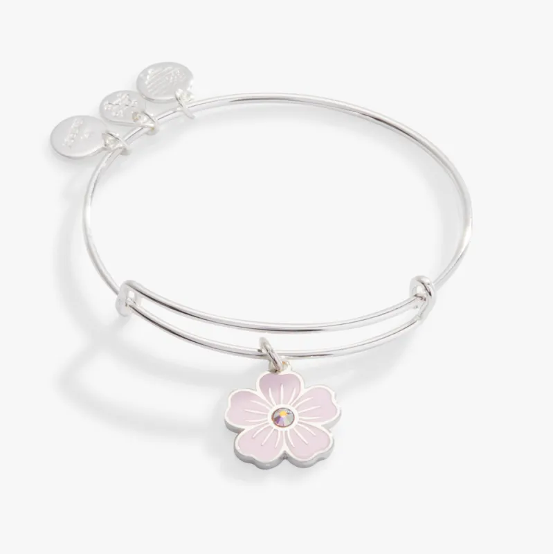 Pink Pansy and Crystal Charm Bangle Bracelet sold by Alex and Ani