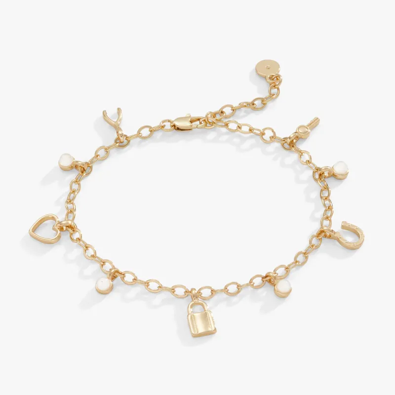 Love + Luck Mini Multi-Charm Bracelet, Adjustable sold by Alex and Ani
