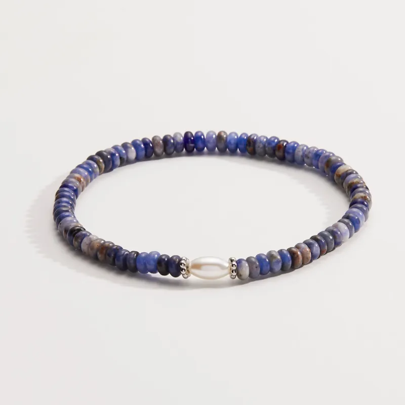 Sodalite and Pearl Stretch Bracelet sold by Alex and Ani