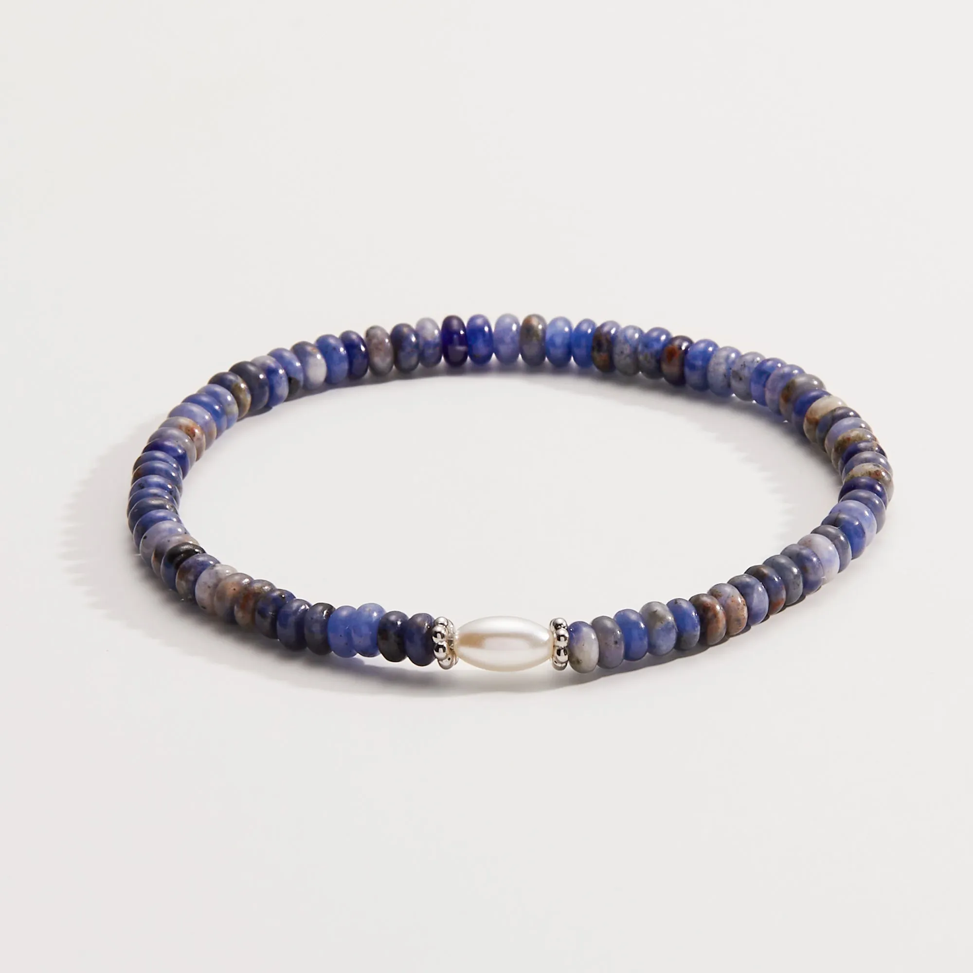 Sodalite and Pearl Stretch Bracelet sold by Alex and Ani