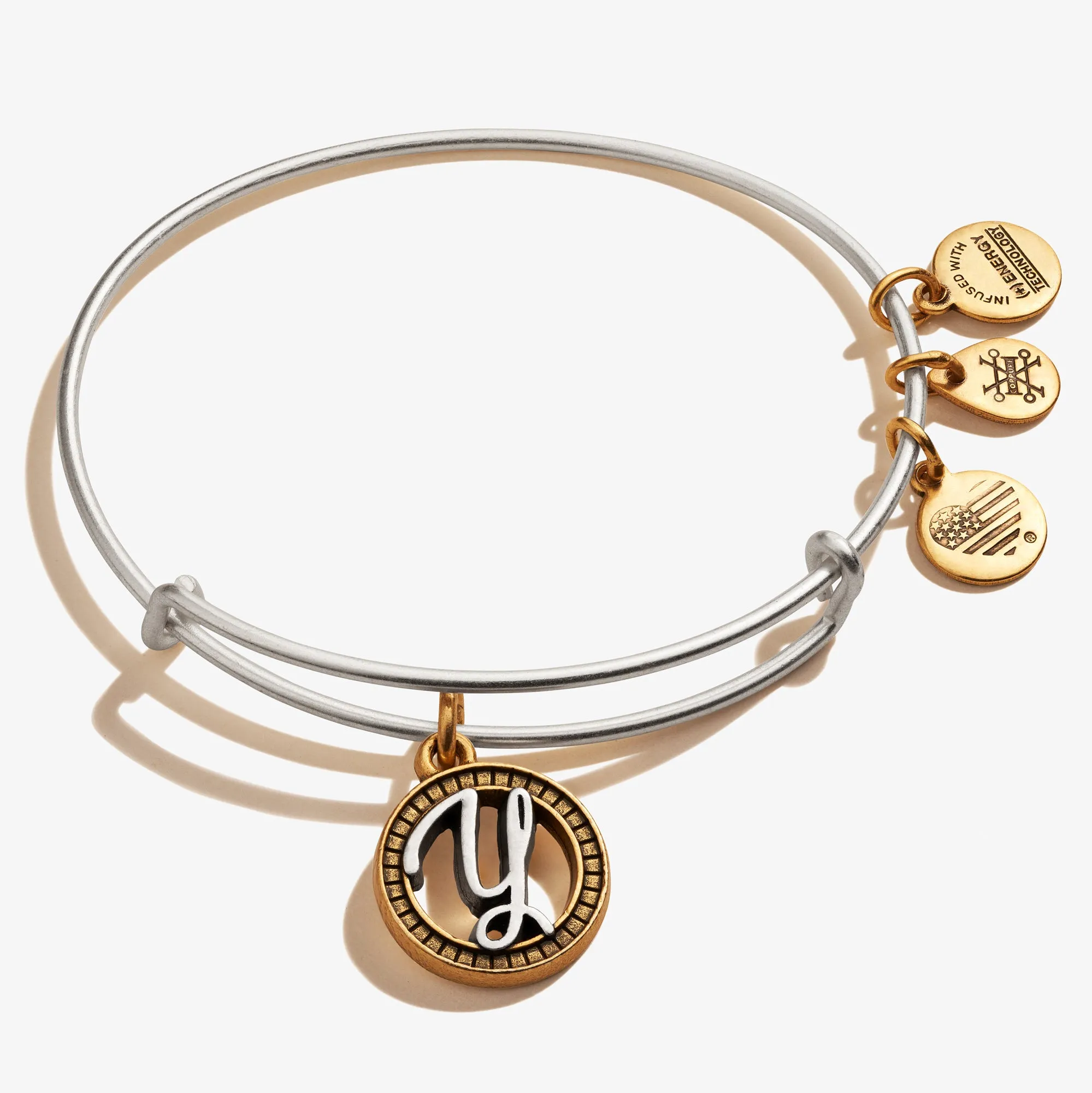 Initial Y Charm Bangle, Two-Tone sold by Alex and Ani