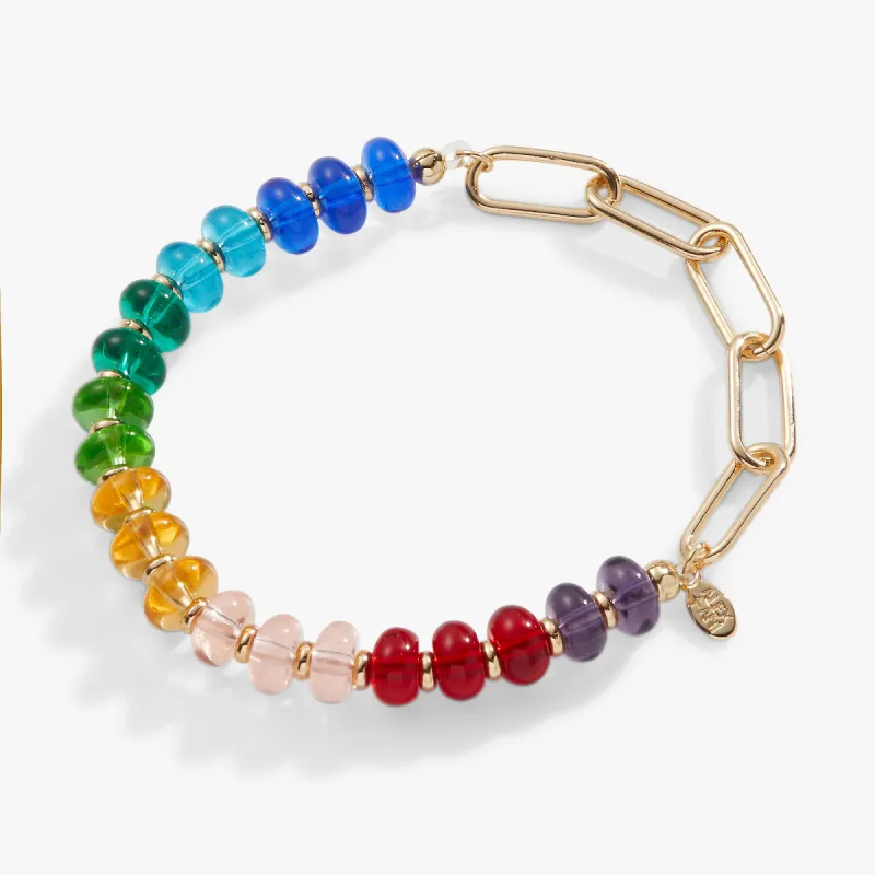 Rainbow Beaded + Chain Stretch Bracelet sold by Alex and Ani