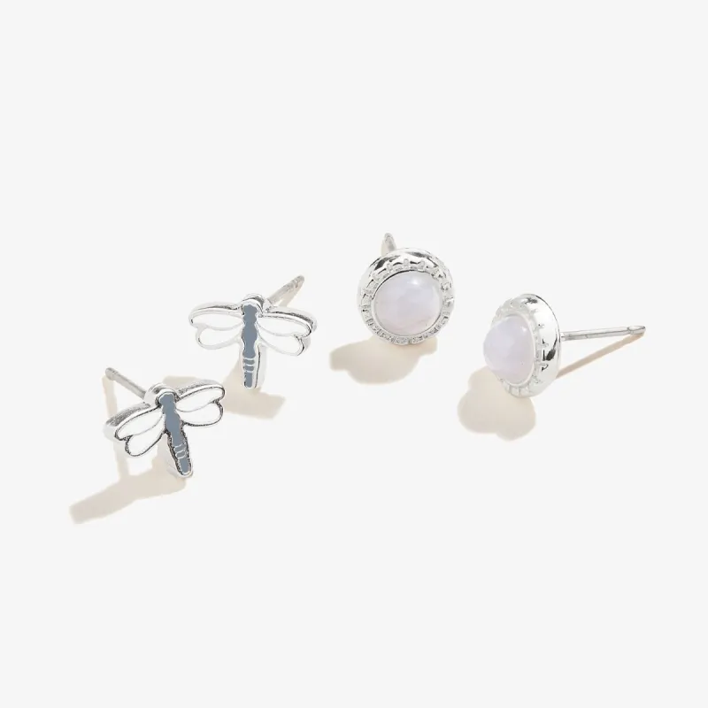 Dragonfly + Blue Lace Agate Stud Earrings, Set of 2 sold by Alex and Ani