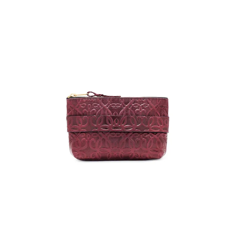 Genuine Leather Burgundy Embossed Strap Pouch sold by Alex and Ani