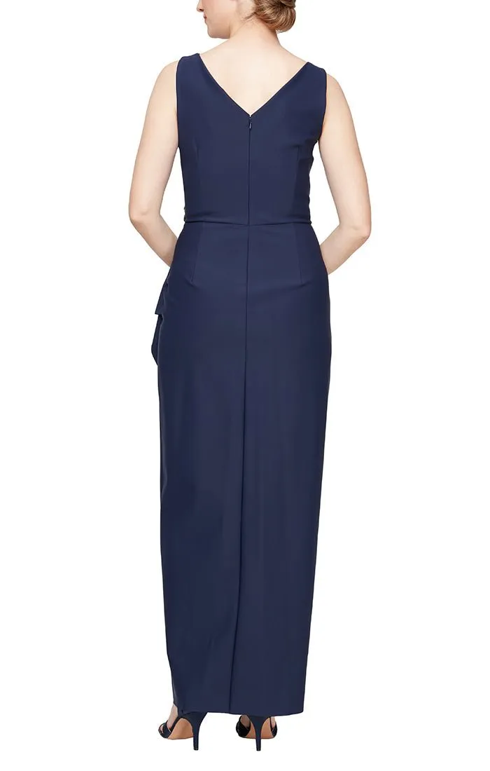 Long Sleeveless Compression Gown with Surplice Neckline & Beaded Hip Detail sold by Alex Evenings product image thumbnail 2