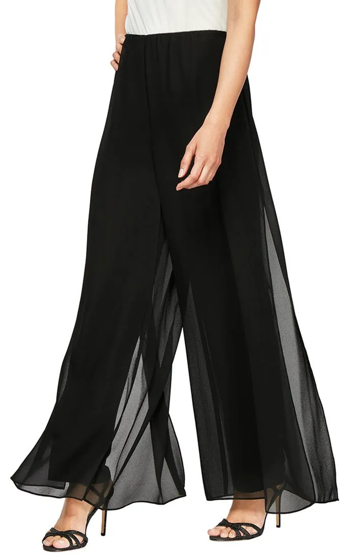 Straight Leg Pant with Georgette Split Leg Overlay sold by Alex Evenings