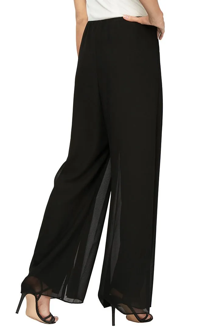 Straight Leg Pant with Georgette Split Leg Overlay sold by Alex Evenings product image thumbnail 2