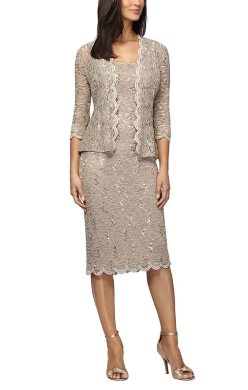 Petite - Midi Sheath Sequin Lace Jacket Dress sold by Alex Evenings