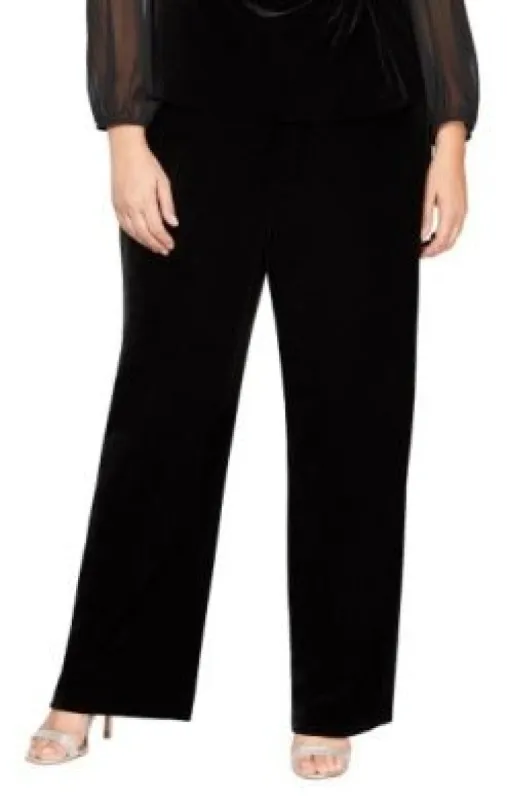 Plus - Flat Front Velvet Pant sold by Alex Evenings