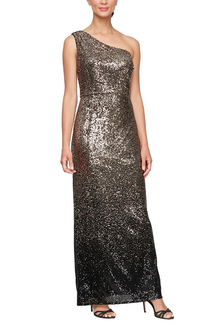 Regular - Sequin Ombre One Shoulder Dress sold by Alex Evenings