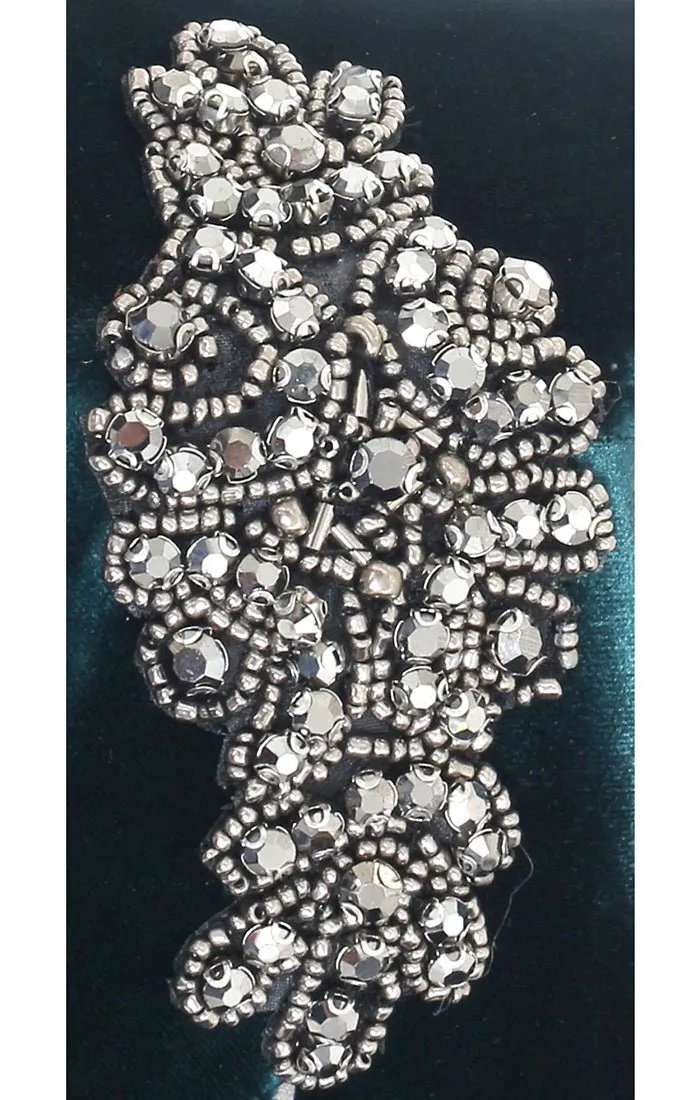 Regular - One Shoulder Velvet Dress with Ruched waist & Beaded Trim On Shoulder sold by Alex Evenings product image thumbnail 3