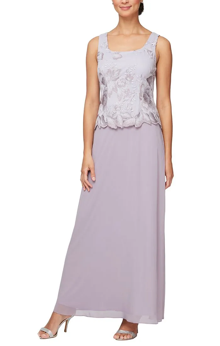 Petite Embroidered Jacket Dress with Illusion Jacket, Scallop Detail & A-Line Skirt sold by Alex Evenings product image thumbnail 2