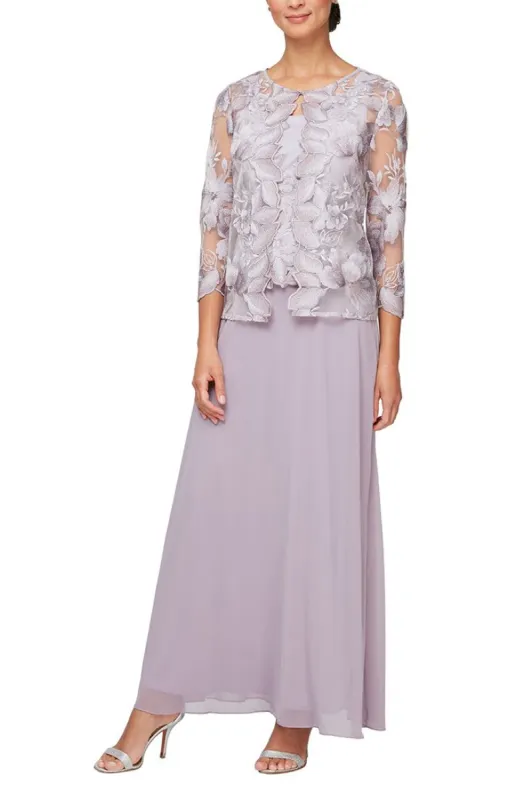 Petite Embroidered Jacket Dress with Illusion Jacket, Scallop Detail & A-Line Skirt sold by Alex Evenings