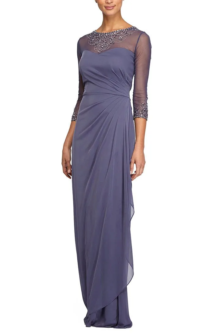 Petite A-Line Mesh Gown with Beaded Illusion Sweetheart Neckline sold by Alex Evenings product image thumbnail 3