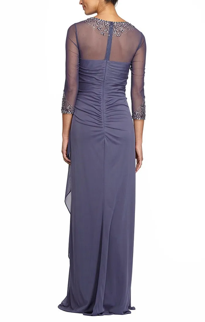 Petite A-Line Mesh Gown with Beaded Illusion Sweetheart Neckline sold by Alex Evenings product image thumbnail 4