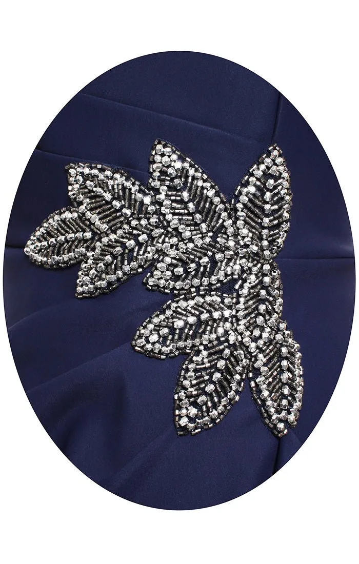 *Sleeveless Portrait Collar Sheath Dress wIth Embellishment Detail at Hip and Cascade Tulip Overlay Skirt sold by Alex Evenings product image thumbnail 2