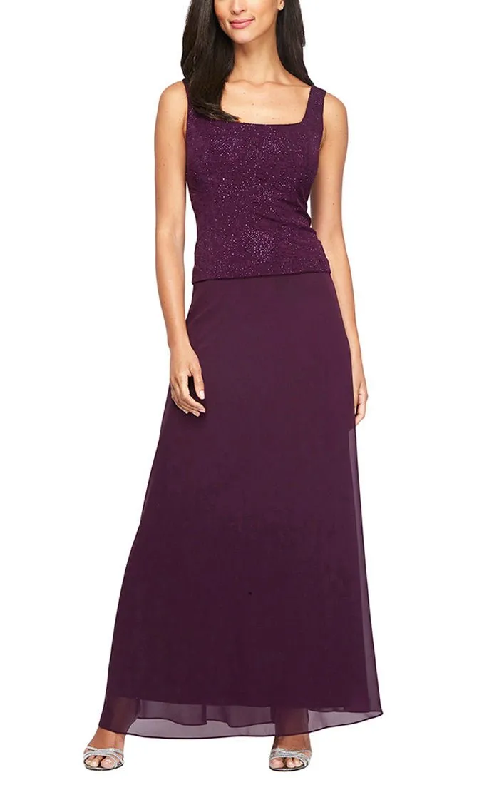 Petite Glitter Jacquard Knit Jacket Dress with Mandarin Neckline sold by Alex Evenings product image thumbnail 2