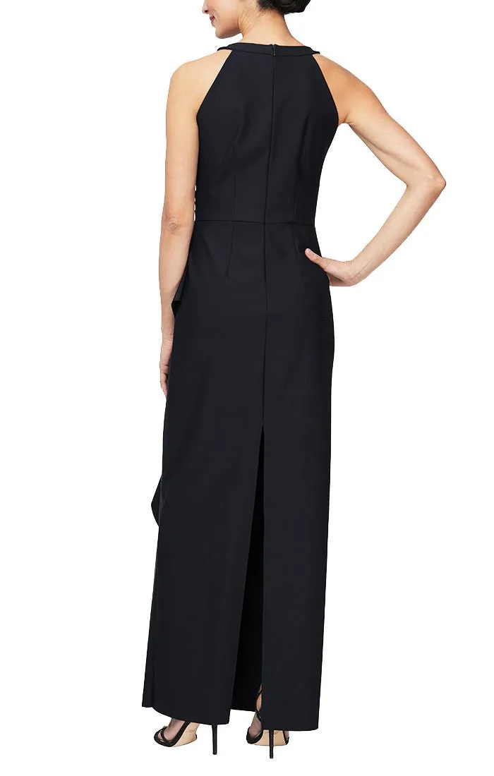 Regular - Long Sleeveless Compression Halter Style Dress with Cascade Ruffle Detail sold by Alex Evenings product image thumbnail 2