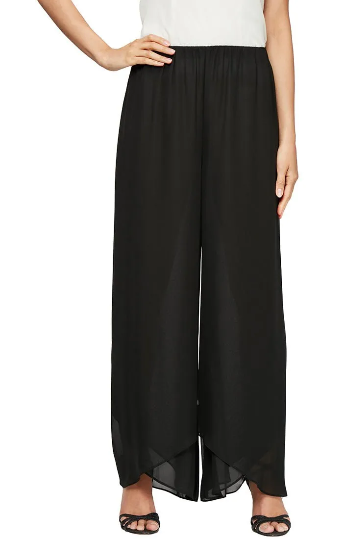Wide Leg Chiffon Pant with Tulip Hem sold by Alex Evenings