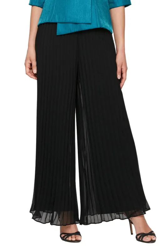Regular - Wide Leg Pleated Chiffon Pant sold by Alex Evenings