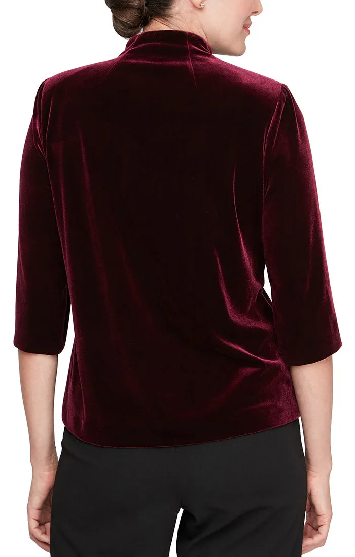 Regular - Velvet Blouse with Asymmetric Pointed Hem sold by Alex Evenings product image thumbnail 2