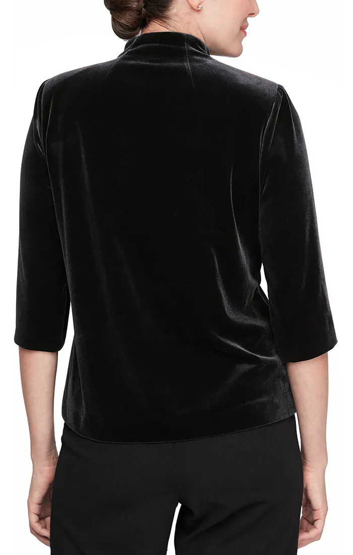 Regular - Velvet Blouse with Asymmetric Pointed Hem sold by Alex Evenings product image thumbnail 4