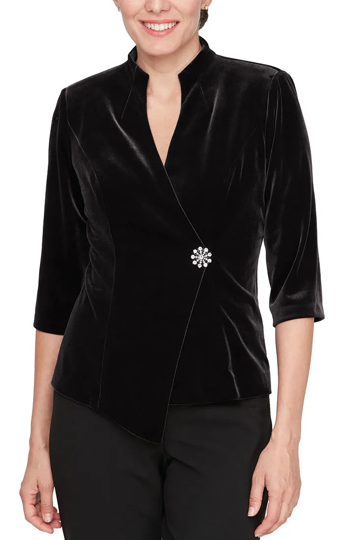 Regular - Velvet Blouse with Asymmetric Pointed Hem sold by Alex Evenings product image thumbnail 3