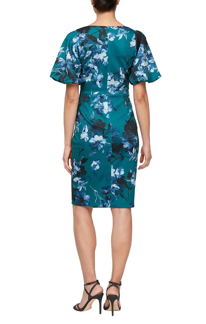 Plus - Printed Crepe Party Dress with Puff Sleeve Detail sold by Alex Evenings product image thumbnail 2