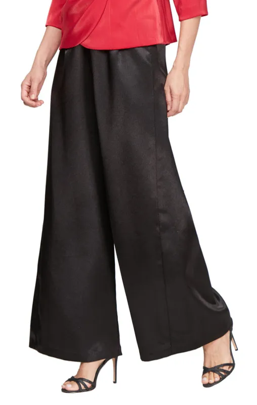 Plus - Wide Leg Satin Pant made by Alex Evenings