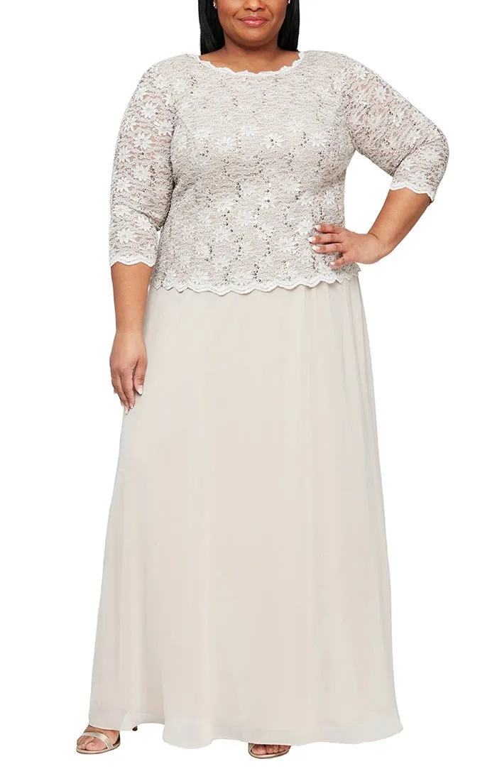 Plus Long Gown with Sequin Lace Bodice & Chiffon Skirt sold by Alex Evenings product image thumbnail 3